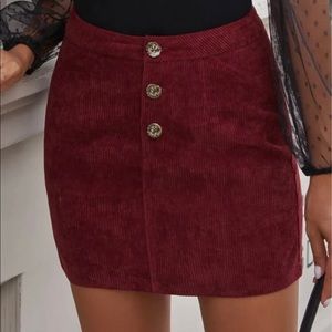 Corduroy Button-Front Mini Skirt